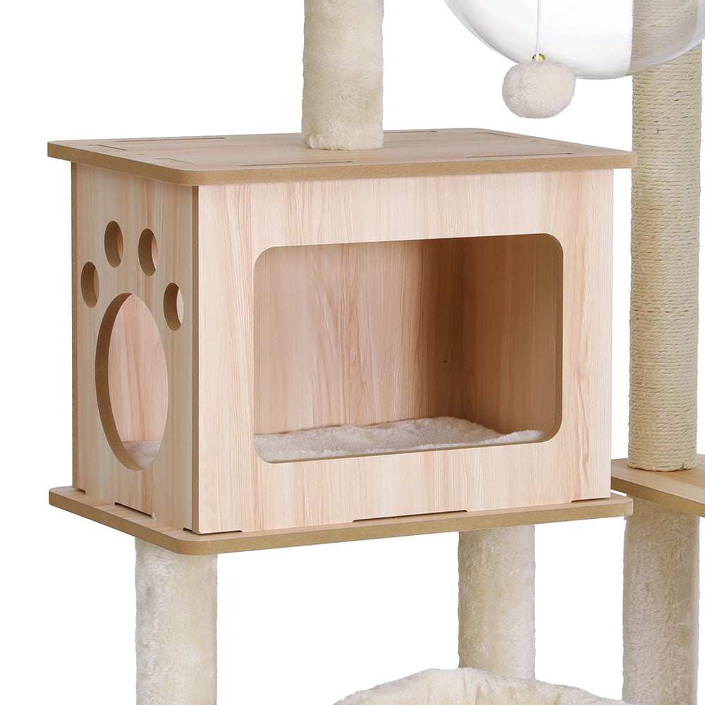 i.Pet Cat Tree Tower Scratching Post Scratcher 142cm Wood Bed Condo House-4