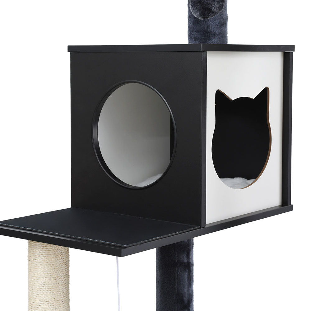 i.Pet Cat Tree Tower Scratching Post Scratcher 144cm Wood Bed Condo House Cabinet-3