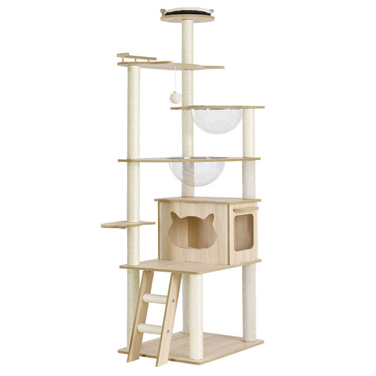 i.Pet Cat Tree Tower Scratching Post Scratcher 174cm Wood Bed Condo House Ladder-0