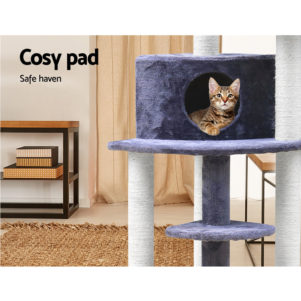 i.Pet Cat Tree 126cm Tower Scratching Post Scratcher Condo Trees House Grey-6