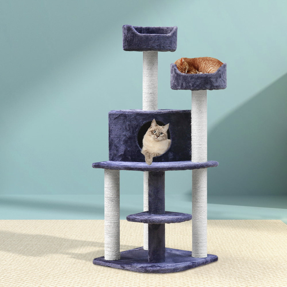 i.Pet Cat Tree 126cm Tower Scratching Post Scratcher Condo Trees House Grey-7