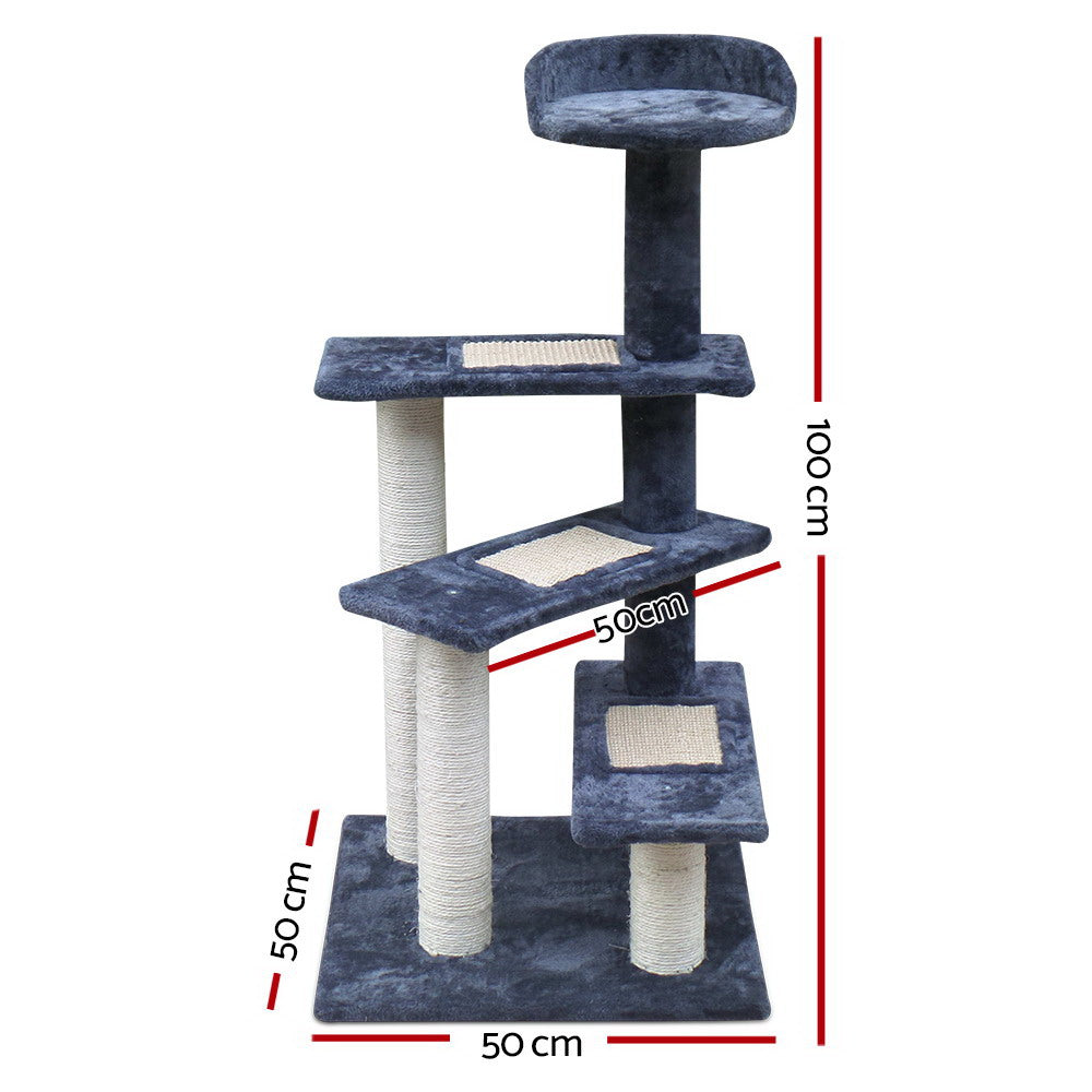 i.Pet Cat Tree 100cm Scratching Post Scratcher Tower Wood Condo House Trees Bed-1