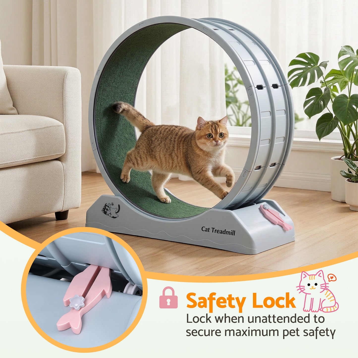 i.Pet Cat Exercise Wheel Treadmill Indoor 80cm Blue & Green