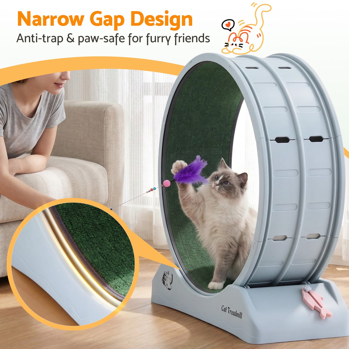 i.Pet Cat Exercise Wheel Treadmill Indoor 80cm Blue & Green