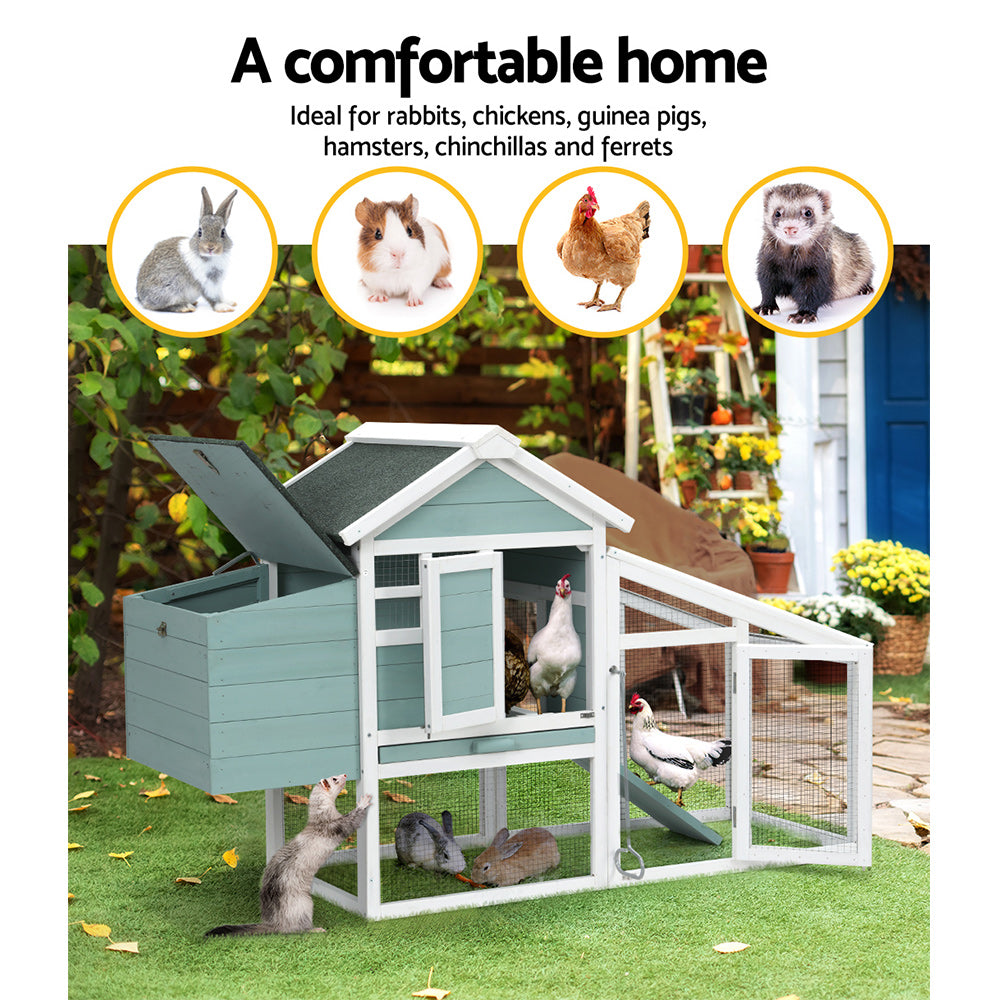 i.Pet Chicken Coop Rabbit Hutch 150cm x 60cm x 93cm Large House Run Cage Wooden Outdoor Bunny-4