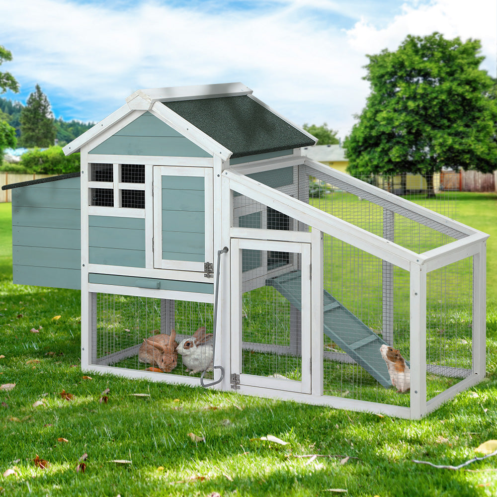 i.Pet Chicken Coop Rabbit Hutch 150cm x 60cm x 93cm Large House Run Cage Wooden Outdoor Bunny-7