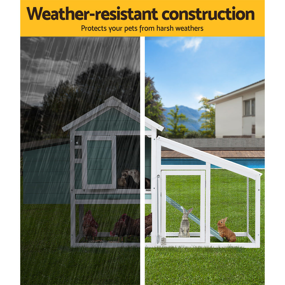 i.Pet Chicken Coop Rabbit Hutch 150cm x 60cm x 93cm Large Chicken Coop House Run Cage Wooden-4