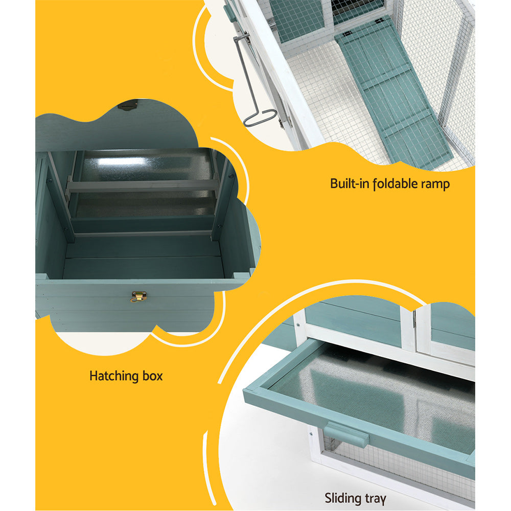 i.Pet Chicken Coop Rabbit Hutch 150cm x 60cm x 93cm Large Chicken Coop House Run Cage Wooden-5