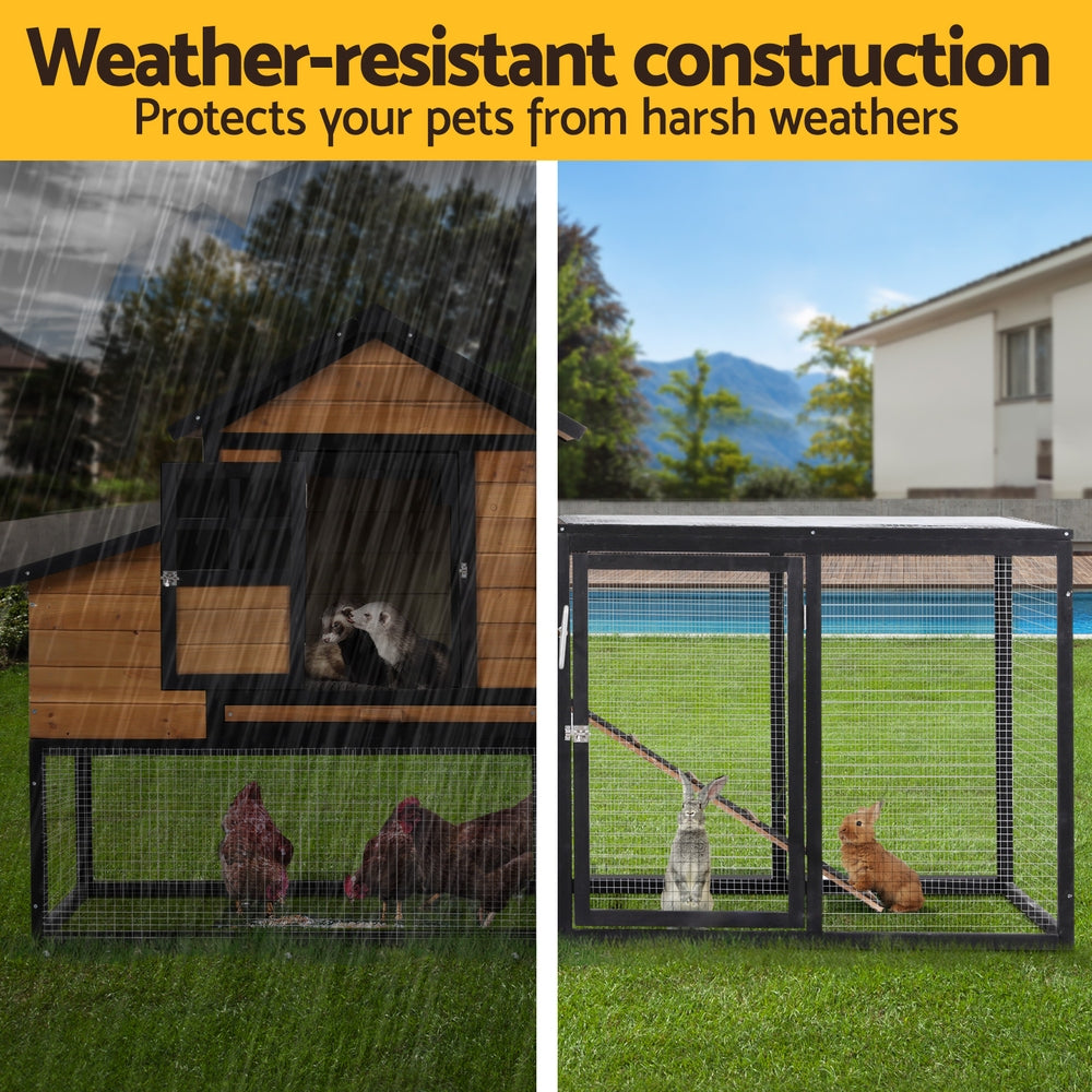 i.Pet Chicken Coop Rabbit Hutch Extra Large Wooden Run Cage Bunny House Outdoor-4