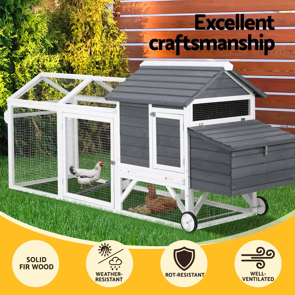 i.Pet Chicken Coop Rabbit Hutch Extra Large Wooden Run Bunny Cage House Outdoor-3