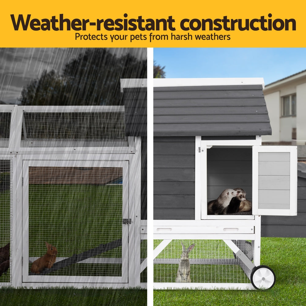 i.Pet Chicken Coop Rabbit Hutch Extra Large Wooden Run Bunny Cage House Outdoor-4