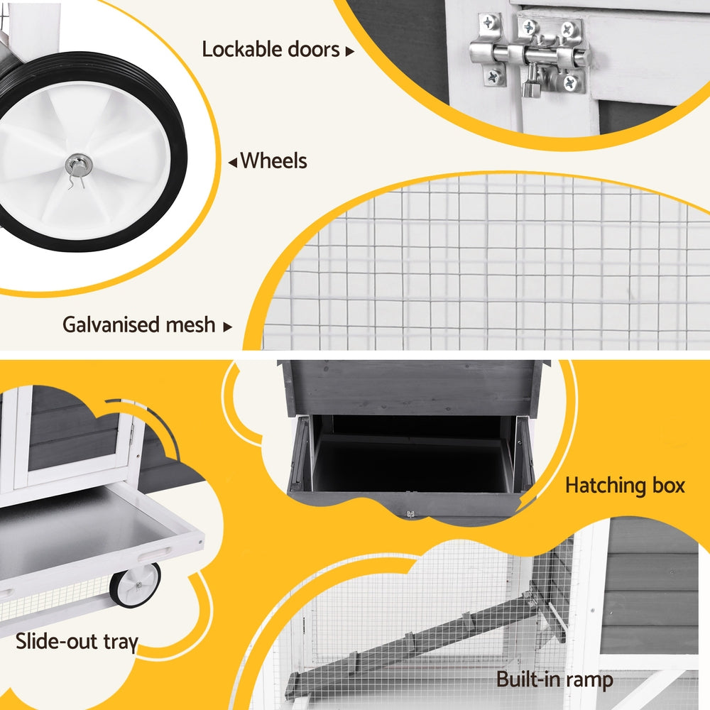 i.Pet Chicken Coop Rabbit Hutch Extra Large Wooden Run Bunny Cage House Outdoor-5