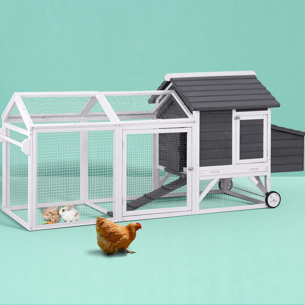 i.Pet Chicken Coop Rabbit Hutch Extra Large Wooden Run Bunny Cage House Outdoor-0