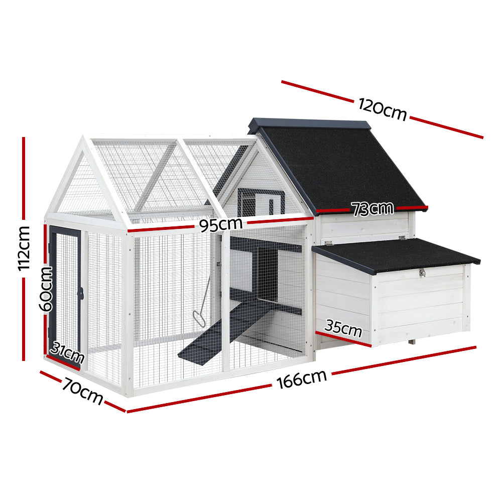 i.Pet Chicken Coop Rabbit Hutch 166cm x 120cm x 112cm Large House Run Cage XL Bunny Wooden-1