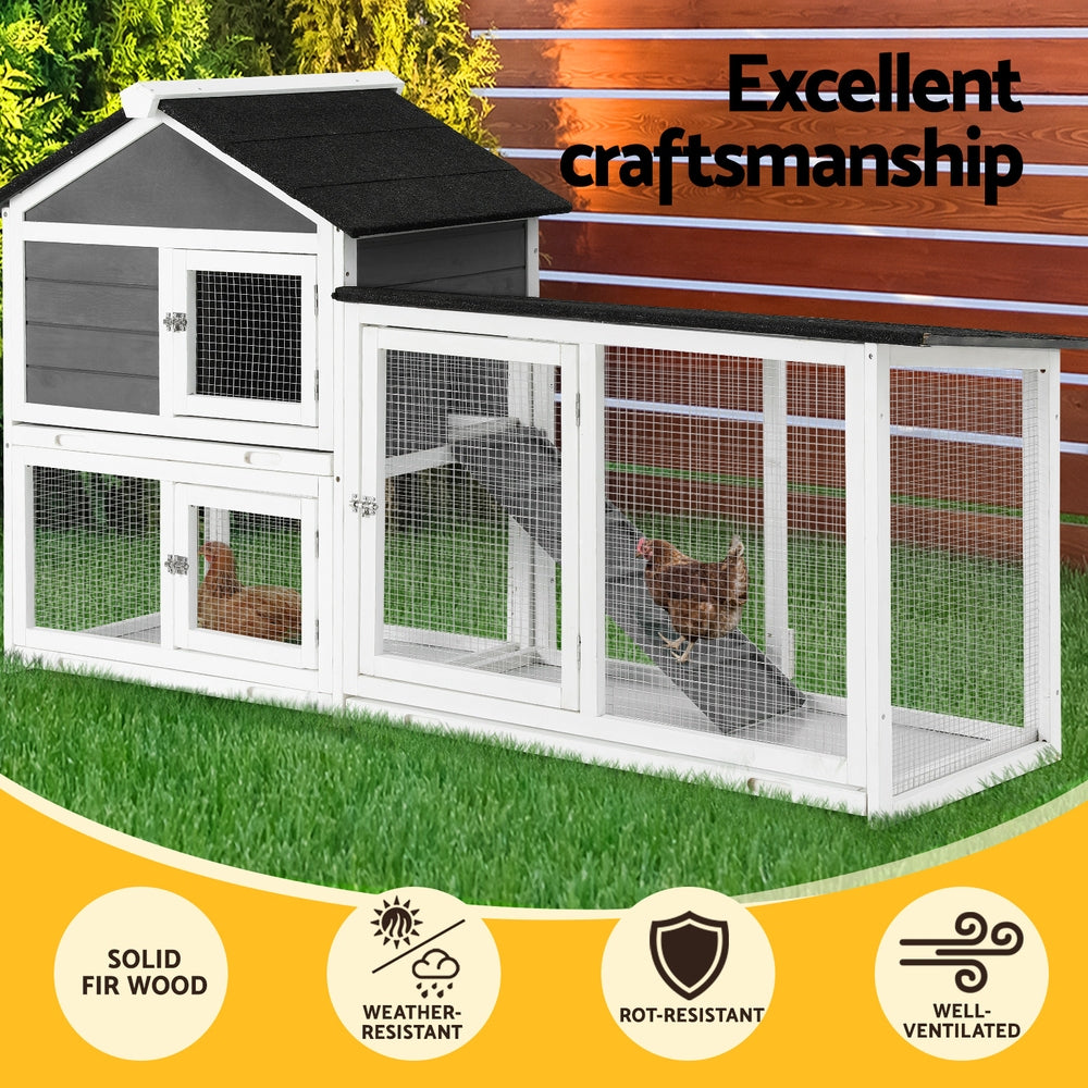 i.Pet Chicken Coop Rabbit Hutch Extra Large Wooden Run Cage House With Run Cage-3