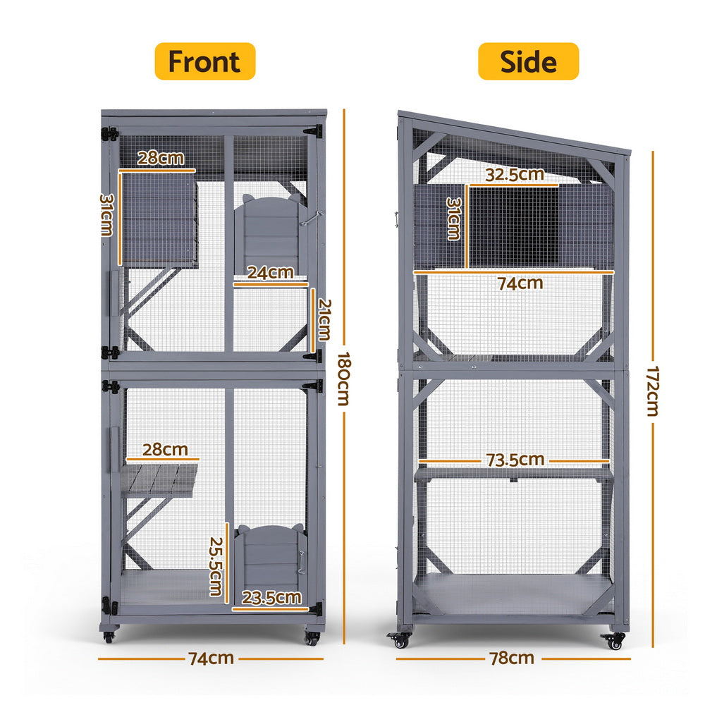 i.Pet Cat House Wooden 180cm Rabbit Hutch Pet Condo Small Dog Enclosure Cage-1