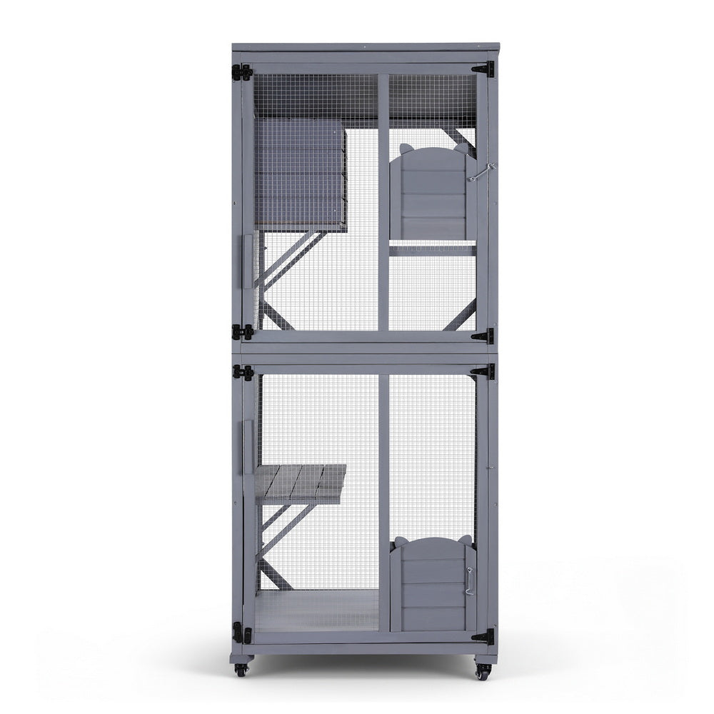 i.Pet Cat House Wooden 180cm Rabbit Hutch Pet Condo Small Dog Enclosure Cage-2