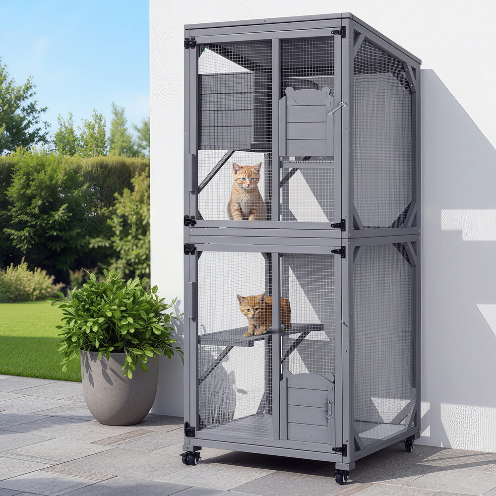 i.Pet Cat House Wooden 180cm Rabbit Hutch Pet Condo Small Dog Enclosure Cage-6