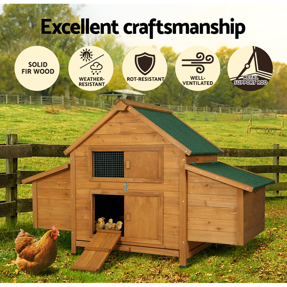 i.Pet Chicken Coop Rabbit Hutch 150cm x 68cm x 96cm Large House Run Cage Wooden Outdoor Pet Enclosure-4