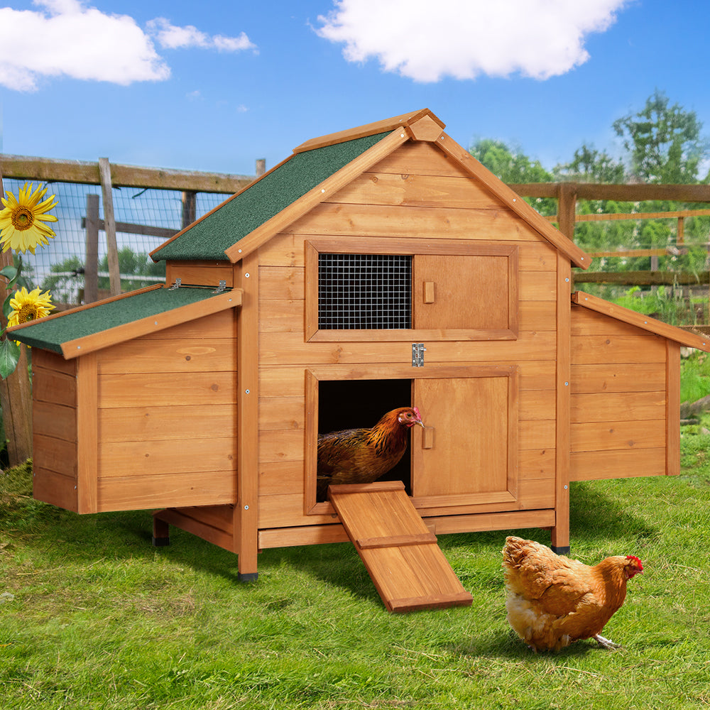 i.Pet Chicken Coop Rabbit Hutch 150cm x 68cm x 96cm Large Chicken Coop House Run Cage Wooden-0