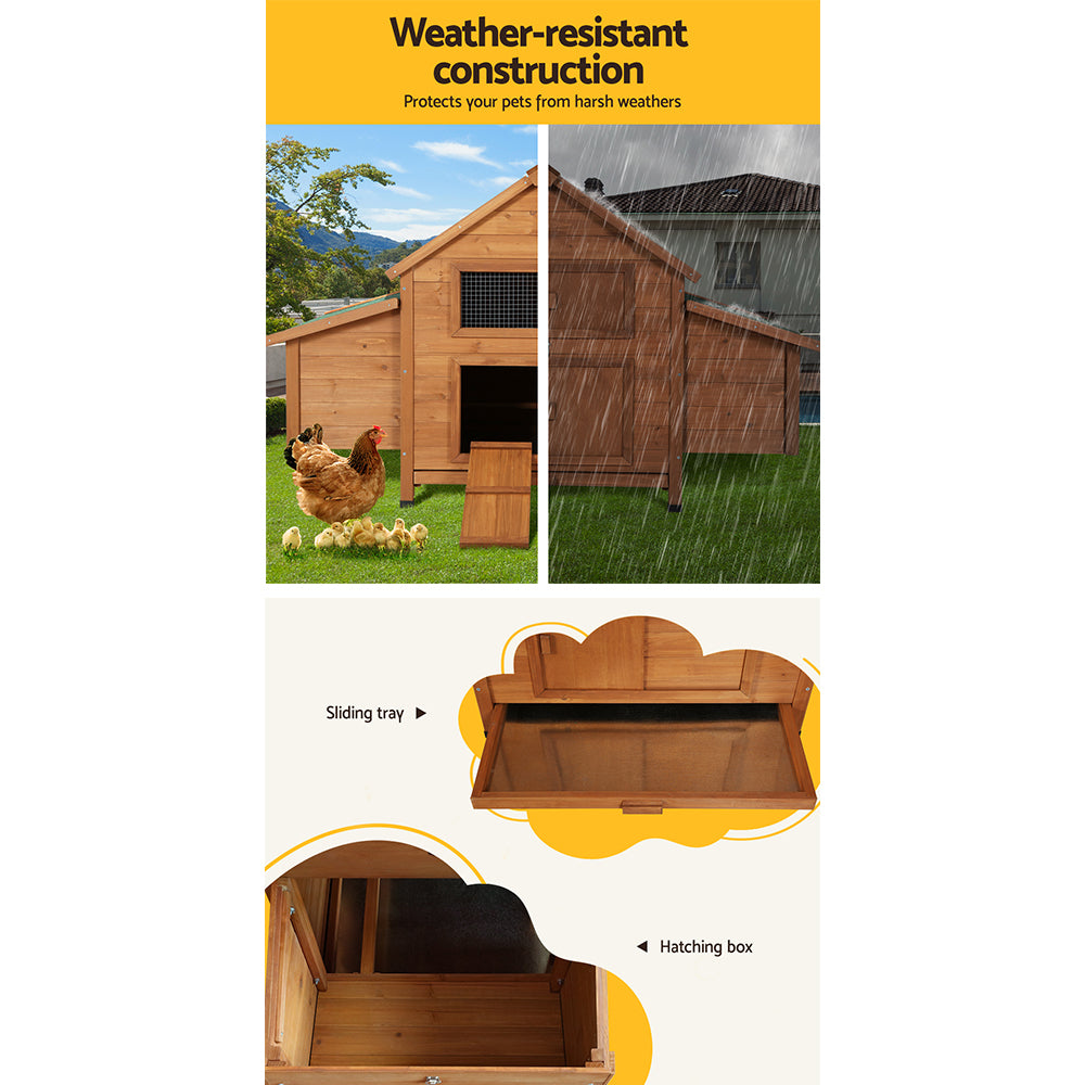 i.Pet Chicken Coop Rabbit Hutch 150cm x 68cm x 96cm Large Chicken Coop House Run Cage Wooden-5
