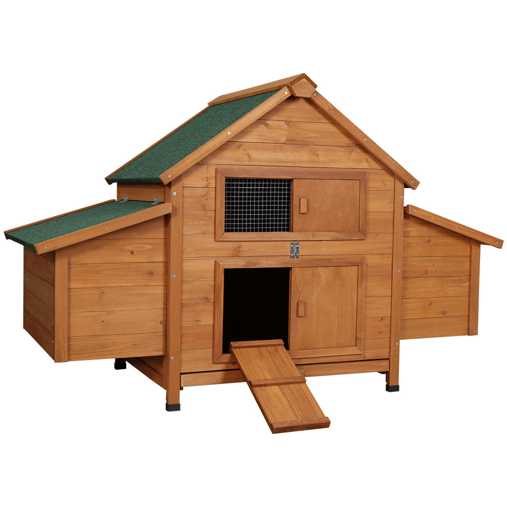 i.Pet Chicken Coop Rabbit Hutch 150cm x 68cm x 96cm Large Chicken Coop House Run Cage Wooden-6