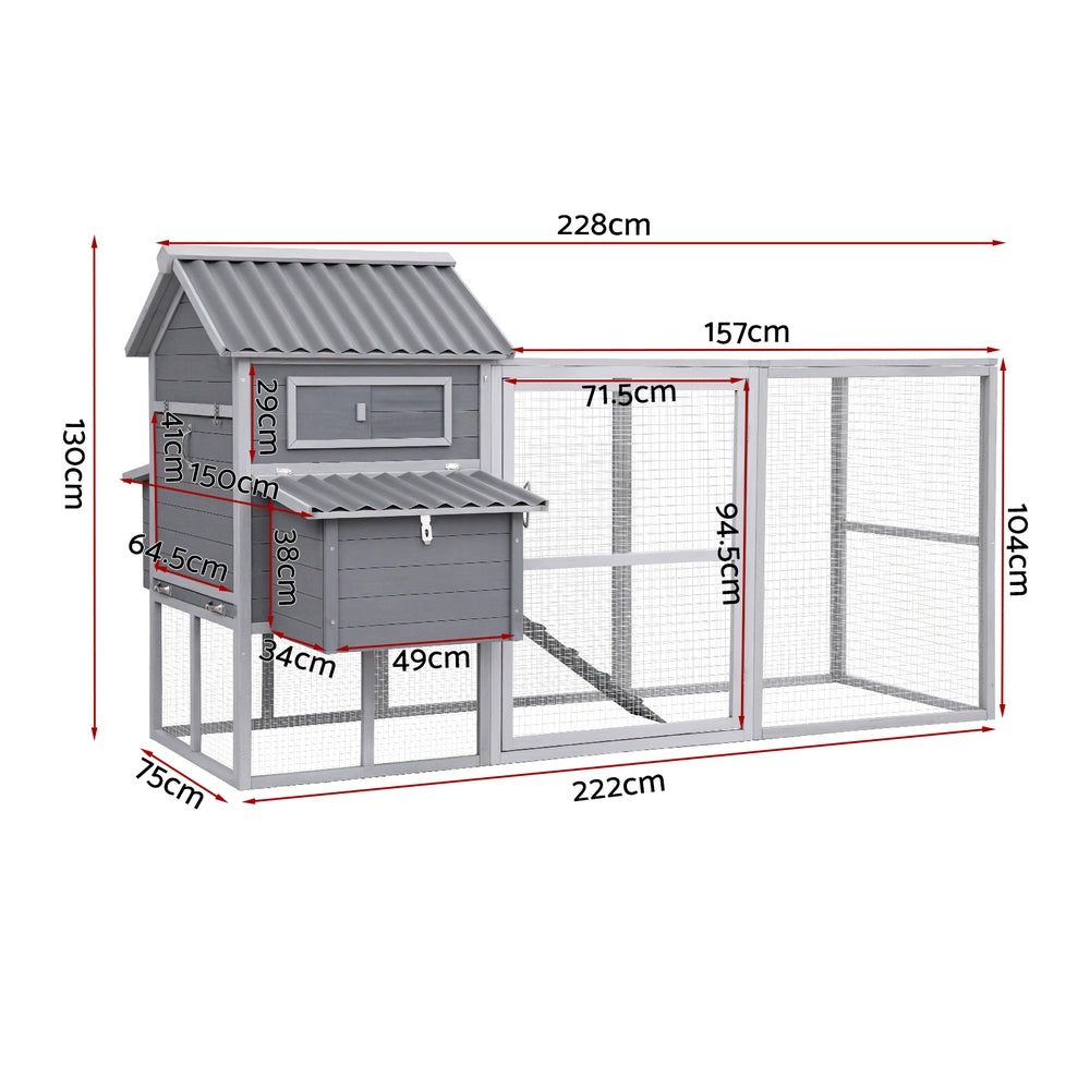 i.Pet Chicken Coop Rabbit Hutch Extra Large Wooden Run Bunny Cage Poultry House Outdoor-1