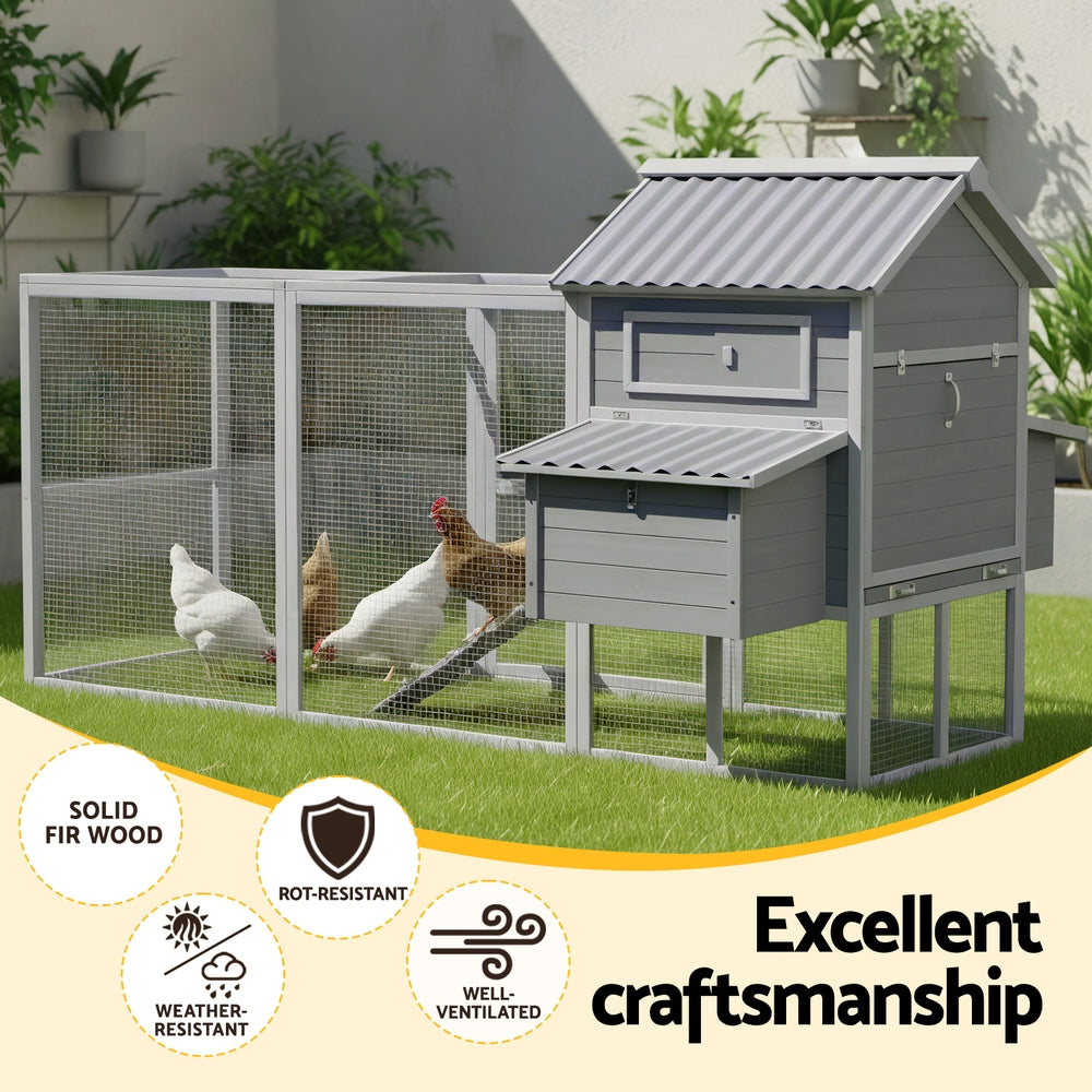 i.Pet Chicken Coop Rabbit Hutch Extra Large Wooden Run Bunny Cage Poultry House Outdoor-3