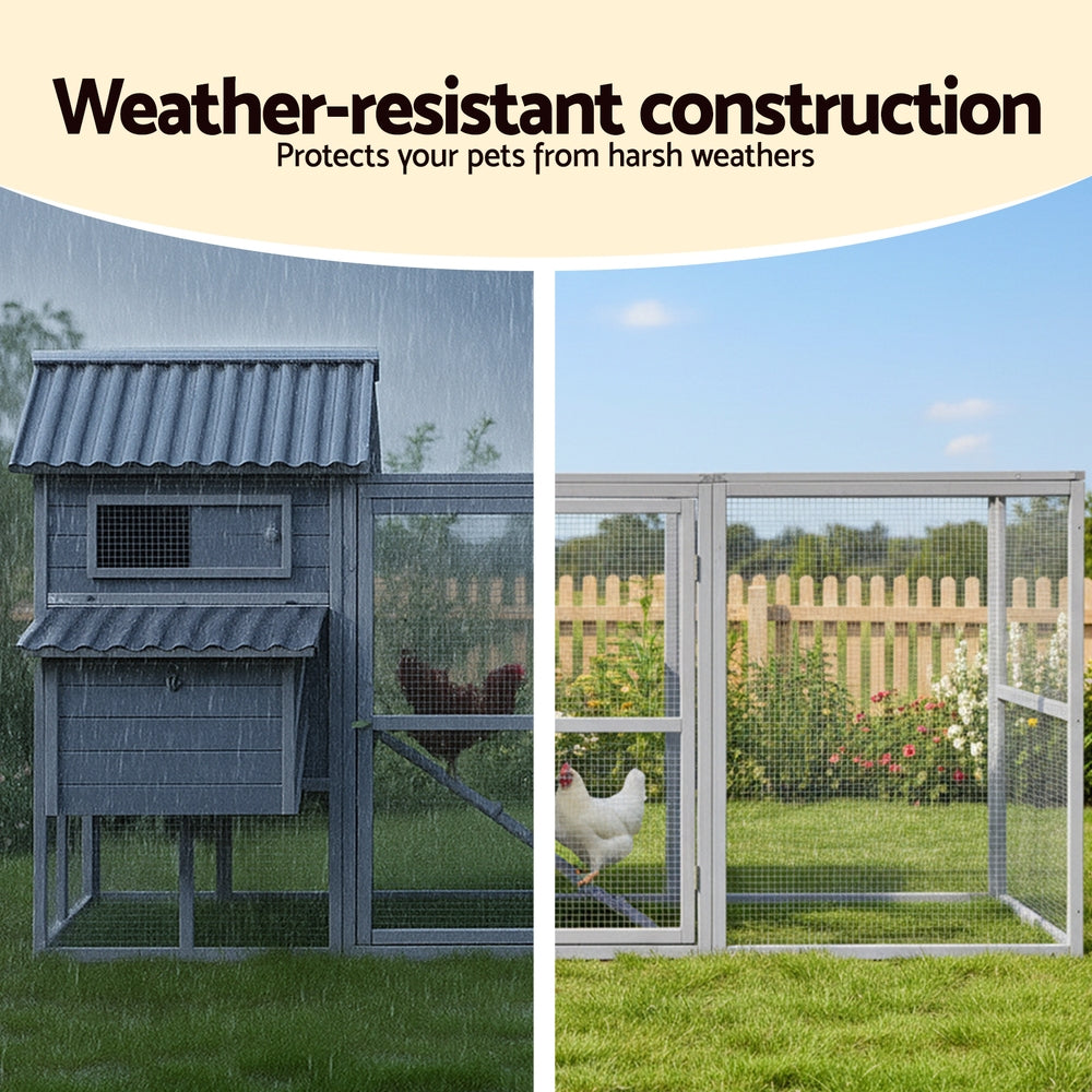 i.Pet Chicken Coop Rabbit Hutch Extra Large Wooden Run Bunny Cage Poultry House Outdoor-4