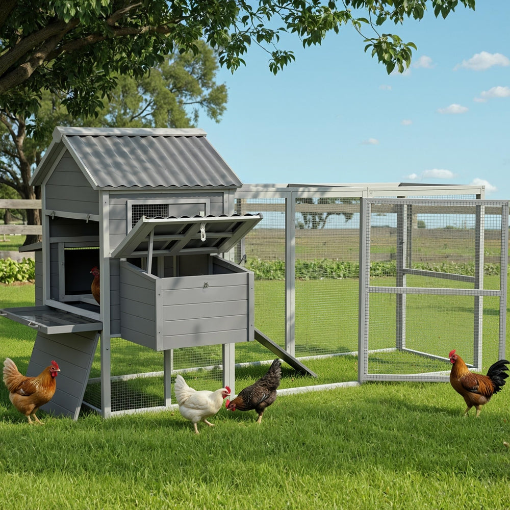 i.Pet Chicken Coop Rabbit Hutch Extra Large Wooden Run Bunny Cage Poultry House Outdoor-6