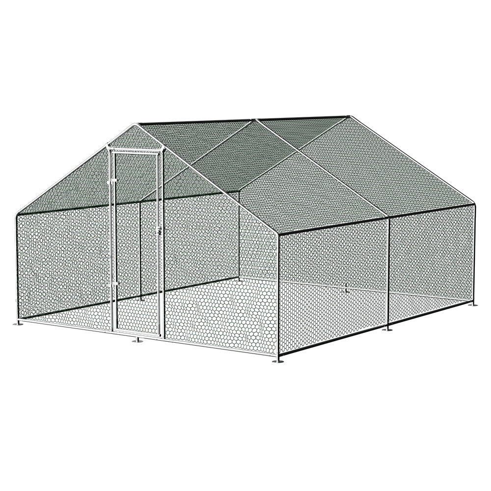 i.Pet Chicken Coop Cage 3x4x2m Galvanised Steel-0