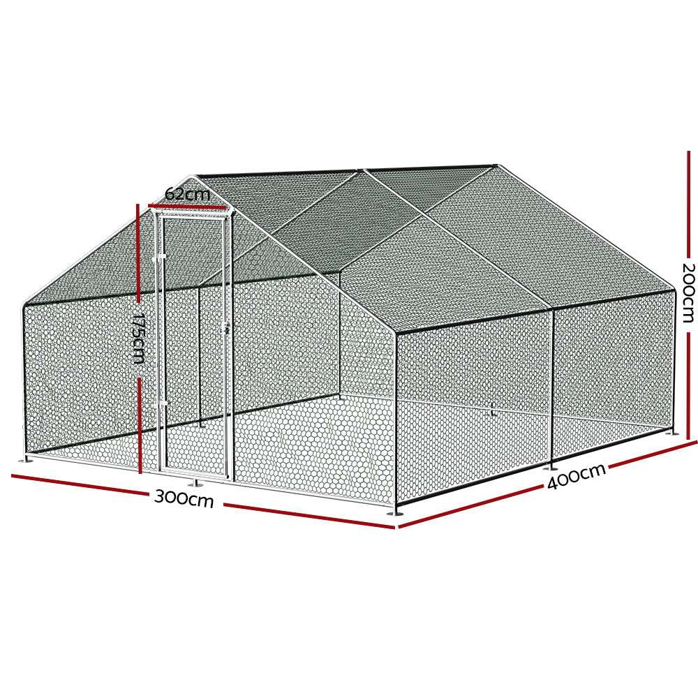 i.Pet Chicken Coop Cage 3x4x2m Galvanised Steel-1