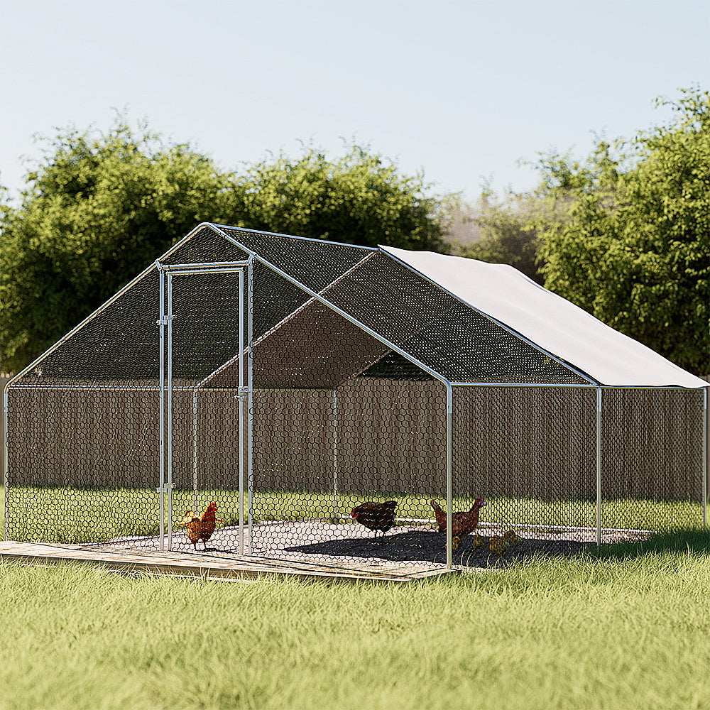 i.Pet Chicken Coop Cage 3x4x2m Galvanised Steel-7