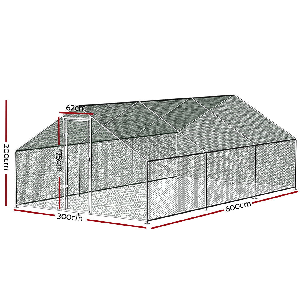 i.Pet Chicken Coop Cage 3x6x2m Galvanised Steel-1