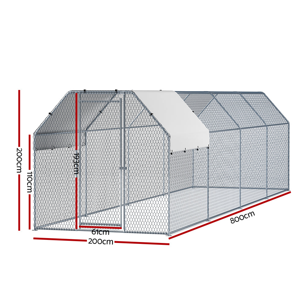 i.Pet Chicken Coop Cage Run Rabbit Hutch Large Walk In Hen House Cover 2mx8mx2m-1