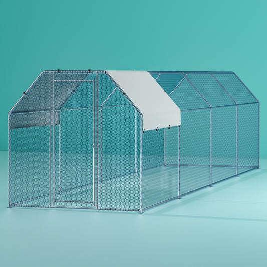 i.Pet Chicken Coop Cage Run Rabbit Hutch Large Walk In Hen House Cover 2mx8mx2m-0