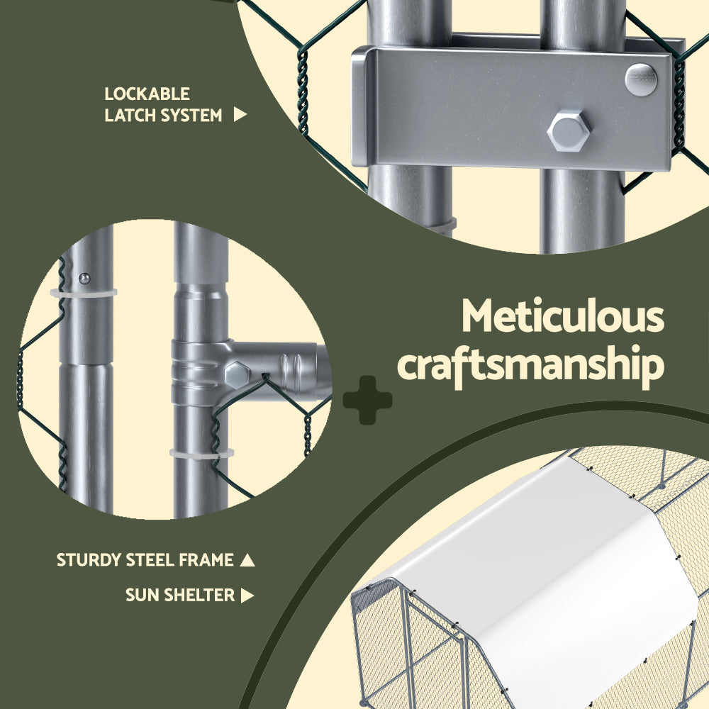 i.Pet Chicken Coop Cage Run Rabbit Hutch Large Walk In Hen House Cover 2mx8mx2m-5