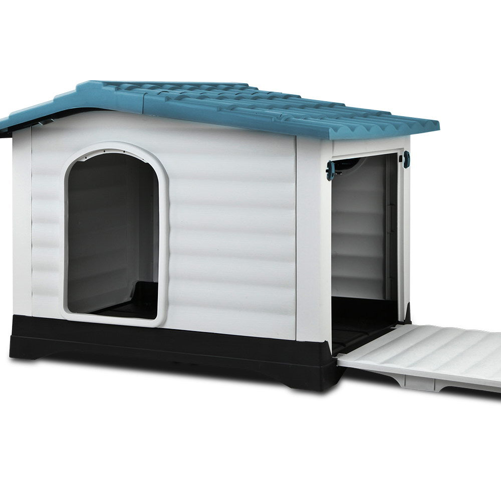 i.Pet Dog Kennel House Extra Large Outdoor Plastic Puppy Pet Cabin Shelter XL Blue-0