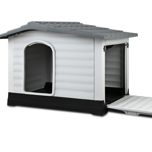 i.Pet Dog Kennel House Extra Large Outdoor Plastic Puppy Pet Cabin Shelter XL Grey-0