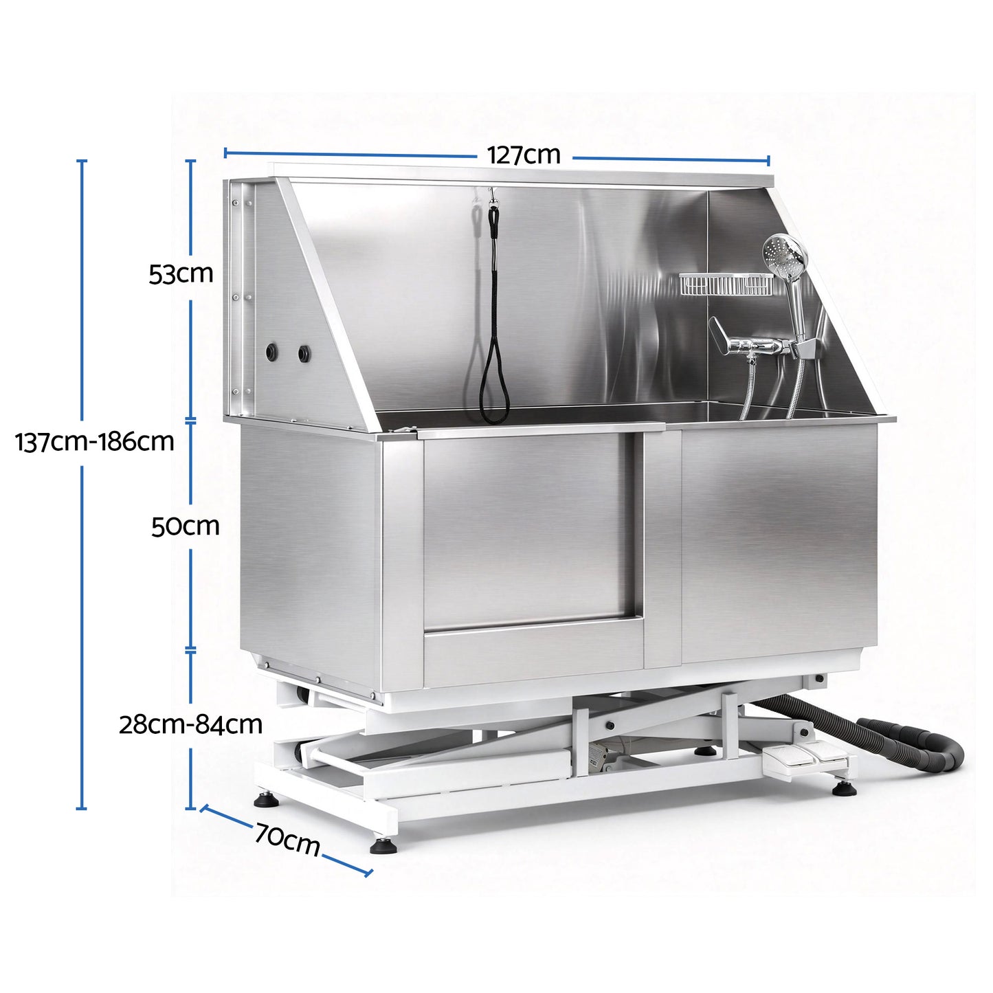 i.Pet Electric Pet Bath Tub Dog Grooming Stainless Steel Wash Station 127cm