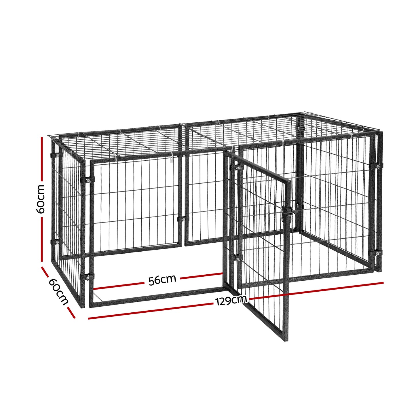 i.Pet Large Dog Crate Cage Playpen 129cm Puppy Pen Pet Enclosure Black-1