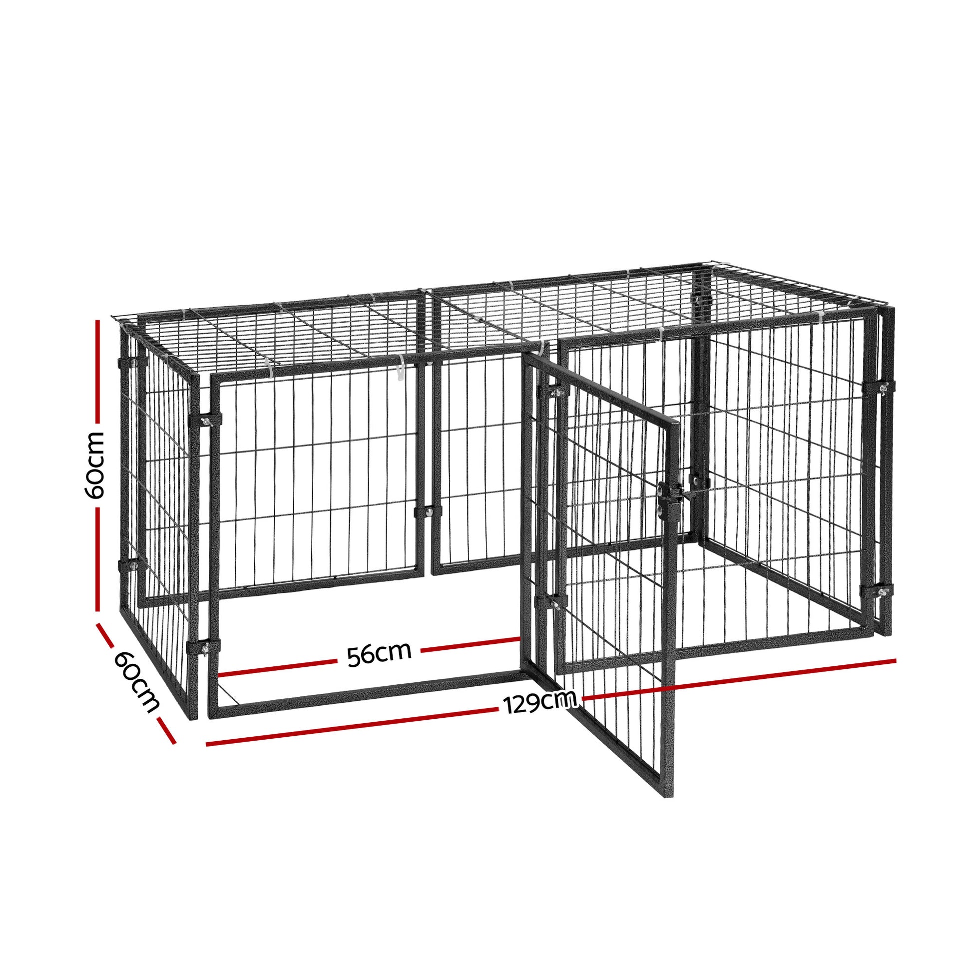 i.Pet Large Dog Crate Cage Playpen 129cm Puppy Pen Pet Enclosure Black-1