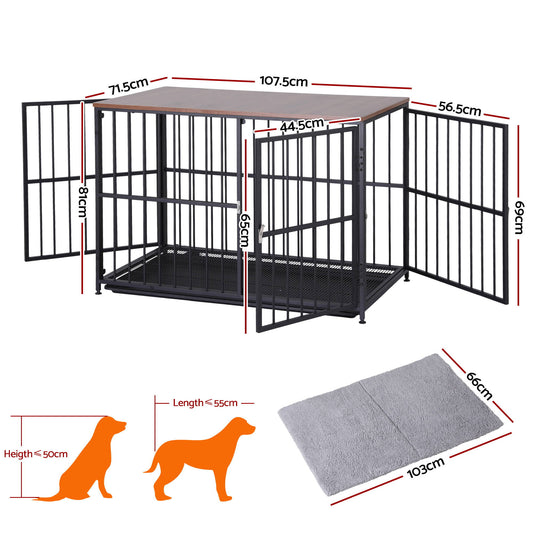 i.Pet Extra Large Dog Crate Furniture 107cm Dog Cage Puppy Pet Wooden Black