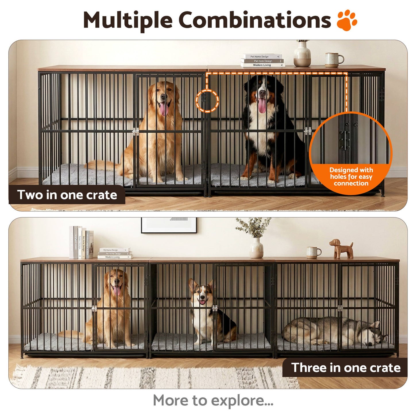 i.Pet Extra Large Dog Crate Furniture 107cm Dog Cage Puppy Pet Wooden Black