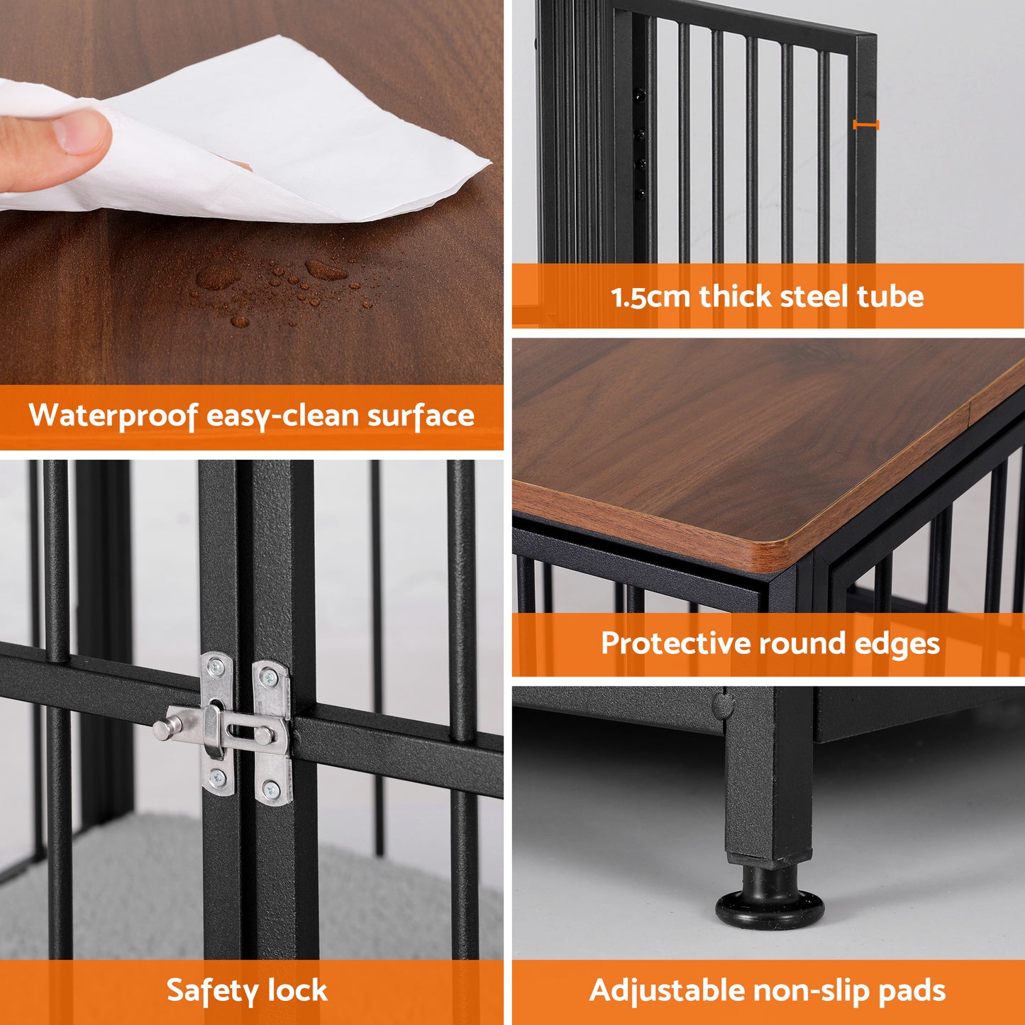 i.Pet Large Dog Crate Furniture 93cm Dog Cage Puppy Pet Wooden Black