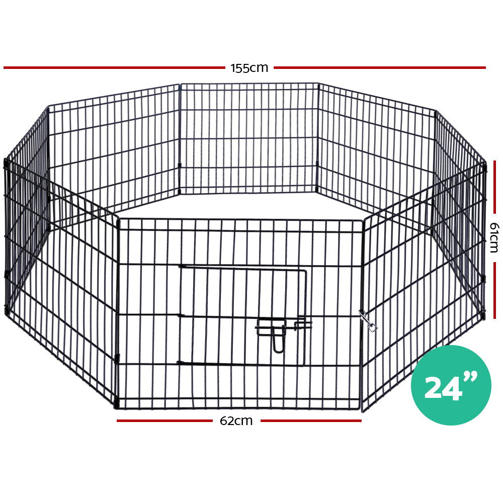 i.Pet 24" 8 Panel Dog Playpen Pet Fence Exercise Cage Enclosure Play Pen-1