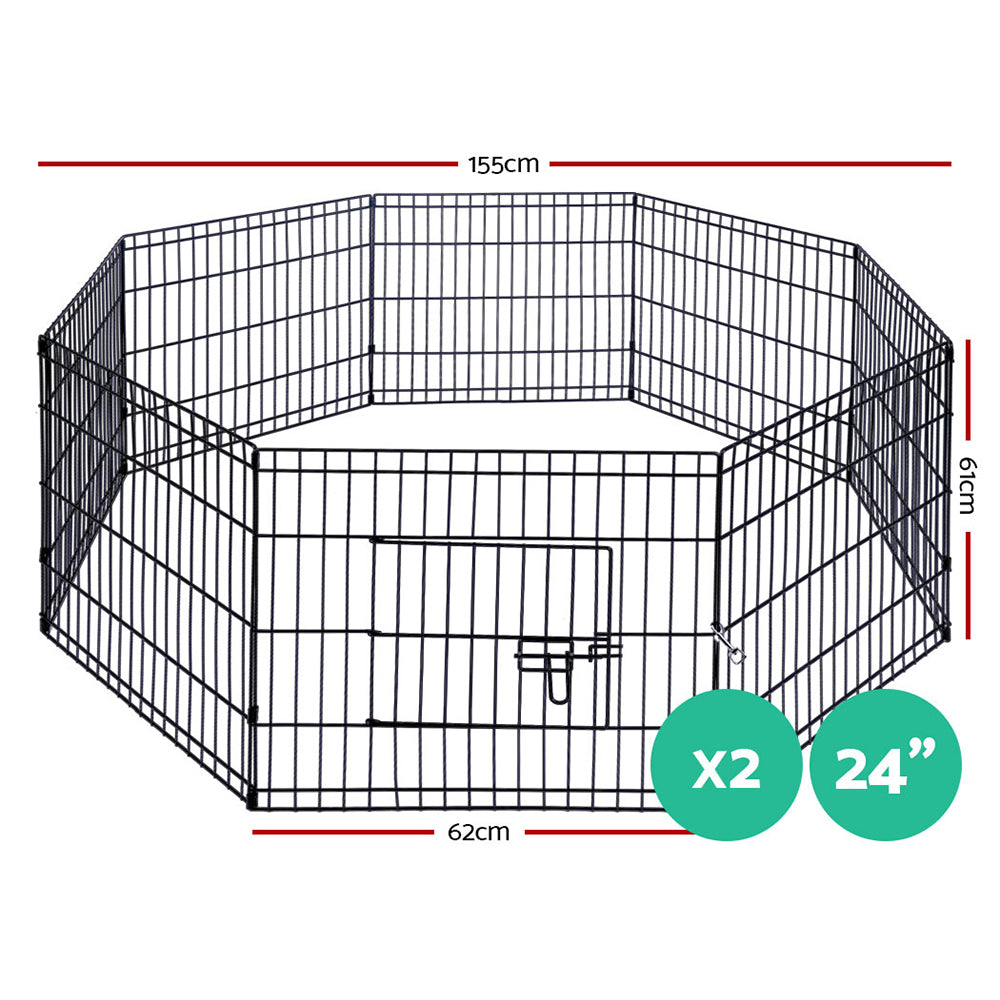 i.Pet 2x24" 8 Panel Dog Playpen Pet Fence Exercise Cage Enclosure Play Pen-1