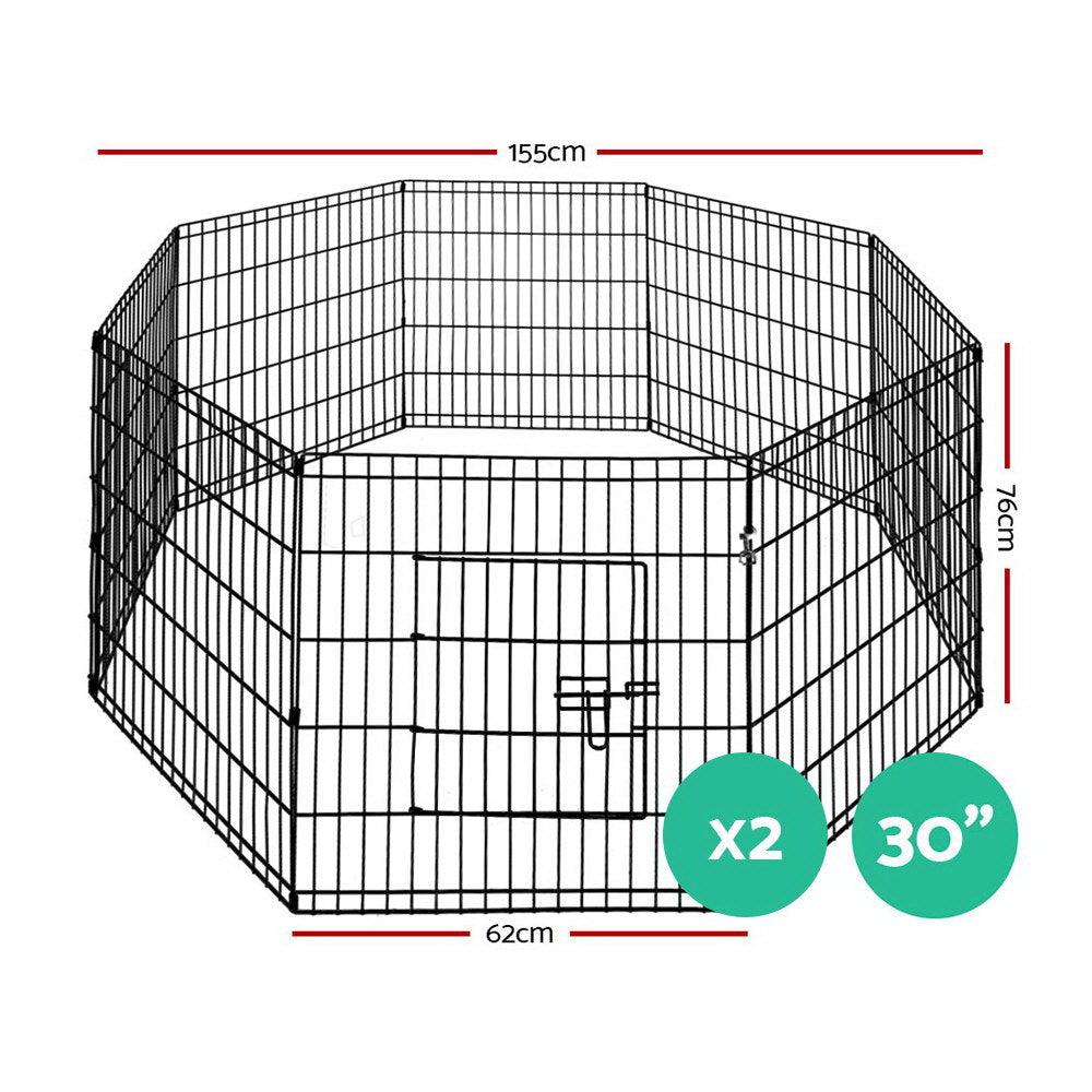 i.Pet 2x30" 8 Panel Dog Playpen Pet Fence Exercise Cage Enclosure Play Pen-1