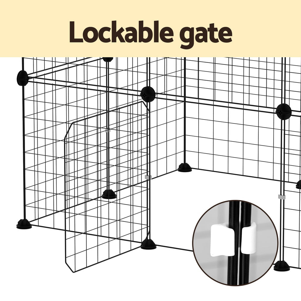 i.Pet Pet Dog Playpen Enclosure Cage 20 Panel Puppy Fence Play Pen Foldable Metal-4