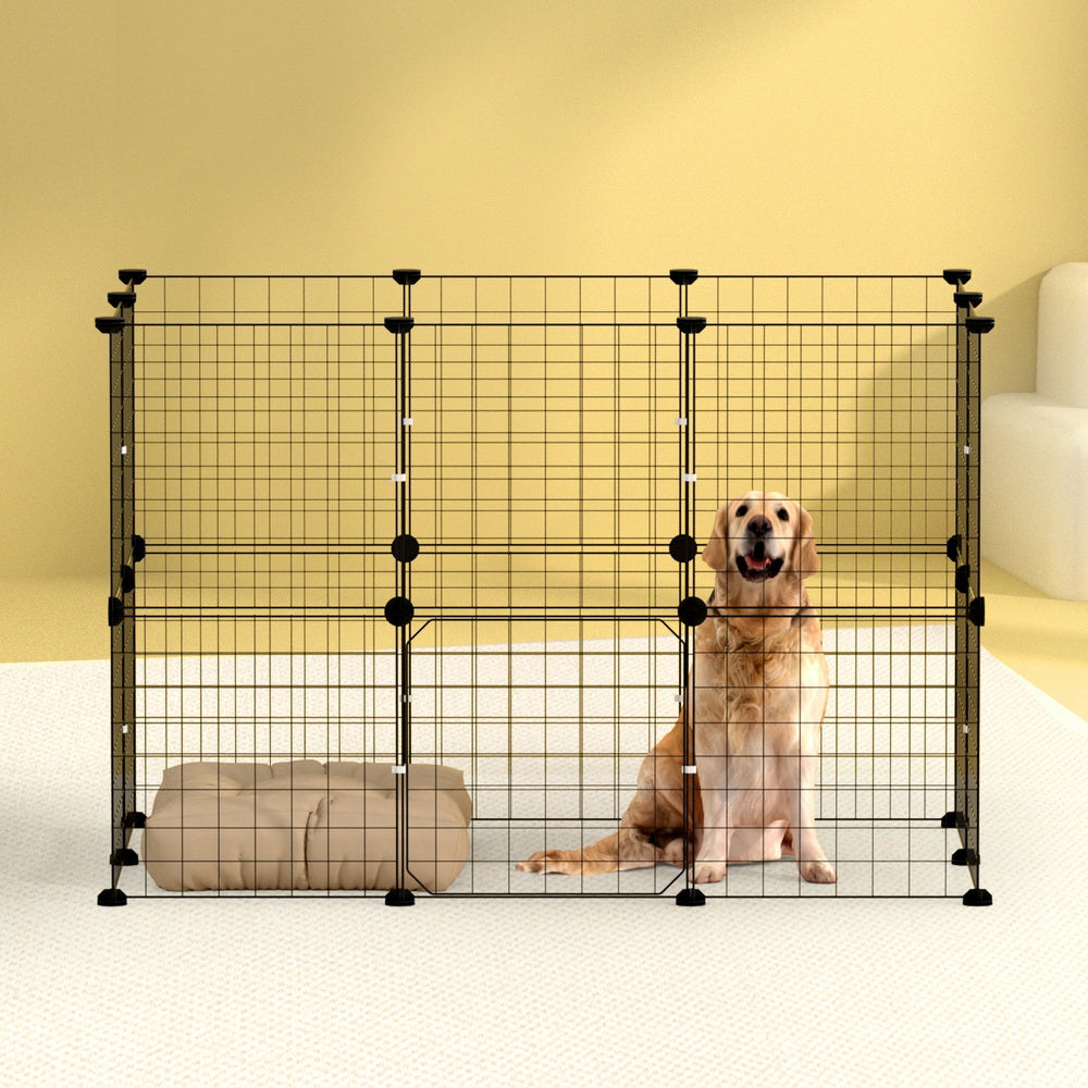 i.Pet Pet Dog Playpen Enclosure Cage 20 Panel Puppy Fence Play Pen Foldable Metal-6